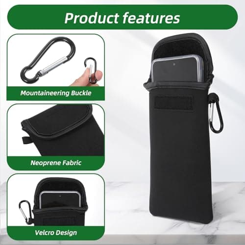 IANFAN Neoprene Phone Pouch, Universal Phone Sock Protects Black — view 3