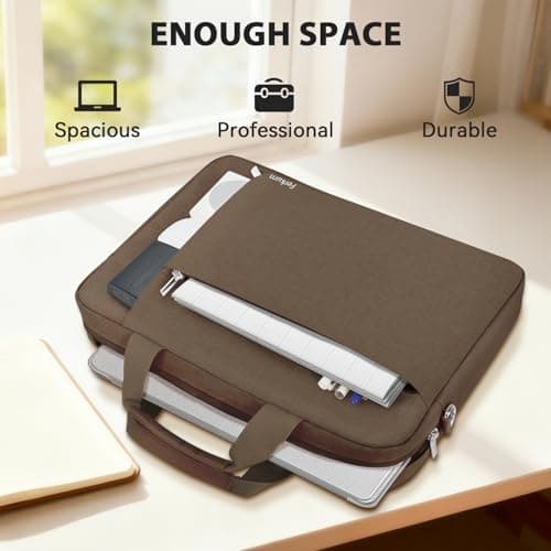 Ferkurn Laptop Bag Case for Women Men, Messenger Briefcase Computer Bag with Shoulder Compatible with Macbook Pro/Air, XPS Latitude, HP Pavilion, ASUS, Acer, Samsung, Brown, 15 15.6 16 Inch — view 6