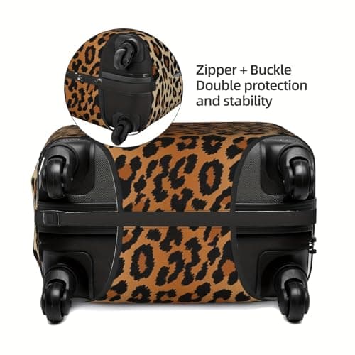 Richugui Brown and Black Leopard Pattern Luggage Cover Elastic Washable Stretch Suitcase Protector Anti-Scratch Cover for Kid and Adult, S (18-21 inch) — view 4