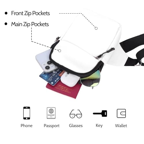 Winsegom Small Sling Bag for Men Women, Water-Resistant Cross body Chest Bag, Anti-Theft Crossbody Bag with Adjustable Strap, Lightweight Shoulder Bag for Travel, Hiking, Work (White) — view 5
