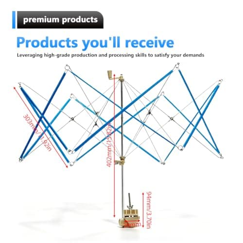 VETOLAKA 440 x 64 x 52 mm Wool Reel Umbrella Shape, Blue Compact Yarn Winder Reel, Prevents Tangling and Keeps Tidy, Low Noise Stainless Steel, for Knitting Enthusiasts Finishing Wool, Yarn — view 2