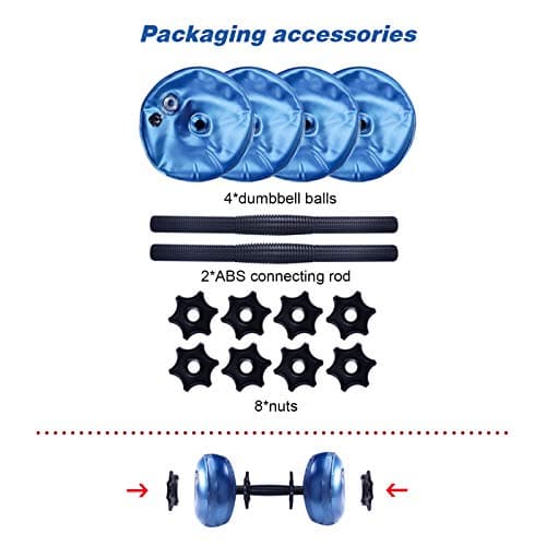 DEIRIS Water Filled Dumbbell Sets, Adjustable Weights 8~10kg, PVC Portable Foldable, For Home And Gym Fitness Exercise Workout Training, Hand Arm Training (Blue) — view 6