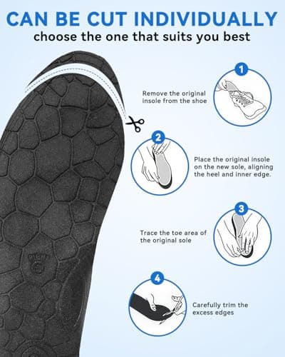 Insoles for Men and Women, Work and Boot Shoe Insoles UK3-7(10.6in) Black — view 3