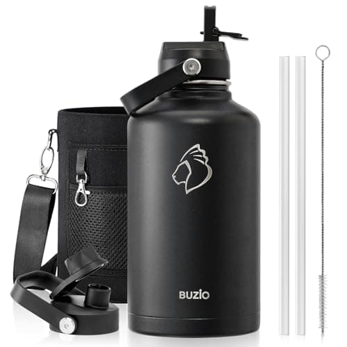 BUZIO 2L Insulated Water Bottle Stainless Steel with Straw & Spout Lid
