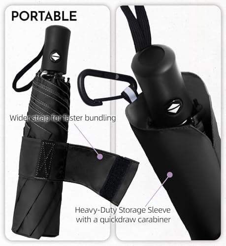 LILAC Windproof Automatic Umbrella, Strong 8 Ribs Compact Travel Brolly — view 4