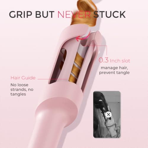 TYMO Hair Curler Automatic Rotating - CURLPRO, Curling Wand, Pink 1.25 inch — view 4
