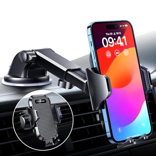 VANMASS Car Phone Holder 2026 BEST 【85+ lbs Strongest Suction & Vent Clip】 True Military-Grade Patent Universal Mobile Vehicle Mount Dashboard Windscreen Van Cradle for 17 Pro Max 16 15 14 Samsung