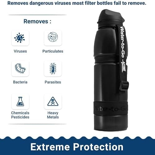 Water-to-Go Eco Active BPA-Free Water Filter Bottle & Purifier, 1L, Black — view 5