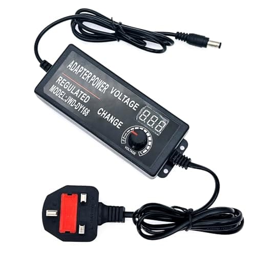JZK DC 3-12V 5A Adjustable Variable AC/DC Adapter Charger with LED Voltage Display, Universal Power Supply Transformer 60W Max 100-240V AC to DC Converter 3V 4V 4.5V 5V 6V 7V 8V 9V 10V 12V