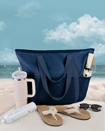 HOMESPON Beach Bag Large Waterproof Tote for Women with Zipper — view 3