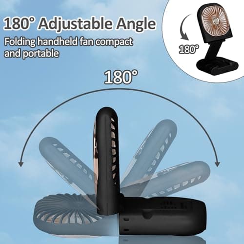 wokdsbl Rechargeable Handheld Fan Folding Mini Fan 3000mAh Black — view 3