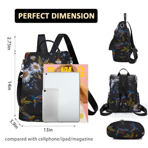 Fmeida Anti Theft Backpack for Women Small Travel Rucksack Water Resistant — view 2