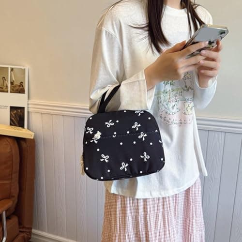 Black School Bag for Girls Boys Kawaii Bow Backpack with Lunch Bag Pencil Case 3PCS Set Coquette Style Daypack for Teens Primary Secondary Middle School Kids Outdoor Activities Hiking Daypack Age 6-18 — view 3
