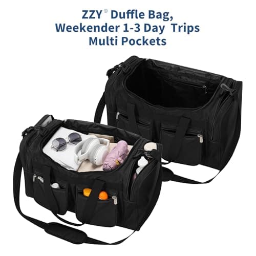 ZZY Men's 40L Gym Bag Sports Duffle with Lockable Zipper, 20-Inch Holdall for Fitness, Workout, Travel, Weekend Overnight Bag (Black) — view 2