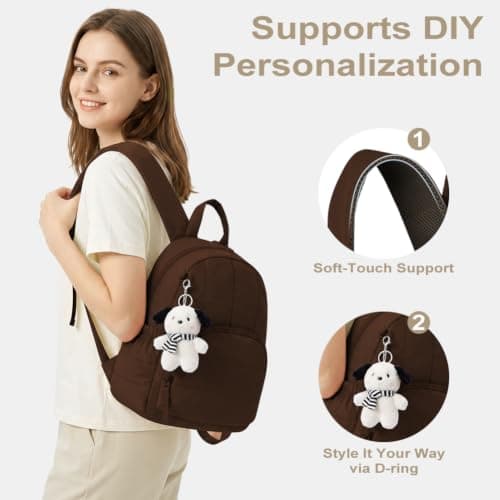 AOOSA Backpacks for Women, Lightweight Small Backpack, Brown — view 6