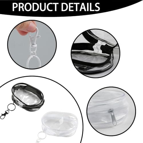 Tabanzhe 2 Pcs Clear Mini Makeup Bags Portable Cable Organizer PVC Waterproof Lipstick Pouch & Small Cosmetic Travel Digital Storage Bag for Women Essentials Cables Earphone — view 3