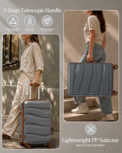 Kono Medium Suitcase 24 Inch, Durable Checked Luggage for Holiday Travel — view 3
