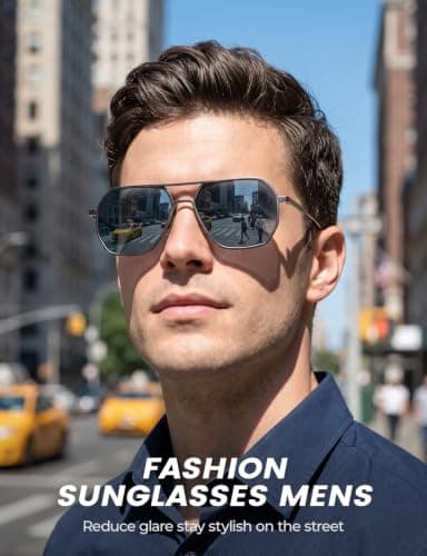 DIUWEU Polarised Aviator Sunglasses, Metal Frame Square Sunglasses Mens, UV400 Protection, Classic Sun Glasses for Driving, Travel — view 3