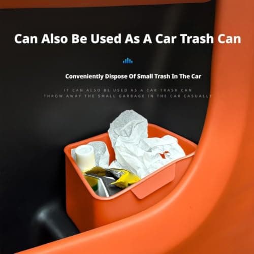 Car Interior Storage Box – Car Door Organizer with Umbrella Holder & Trash Can, Black Silicone Side Pocket for Vehicle, Multi-Functional Door Storage, Easy Clean (Orange Left) — view 4