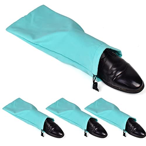 PlasMaller Shoe Storage Bags 100% Cotton with Drawstring for Men and Women for Travel Protecting and Storing Shoes, Turquoise, Set of 4, One Size, Shoe Bag