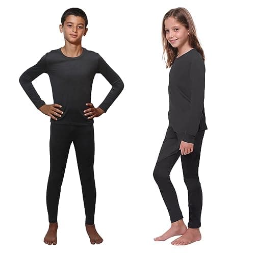 Ultra Dry Children Thermal Underwear Set by Outland; Base Layer; Soft Fleece; Top&Leggings, Grey 12-14