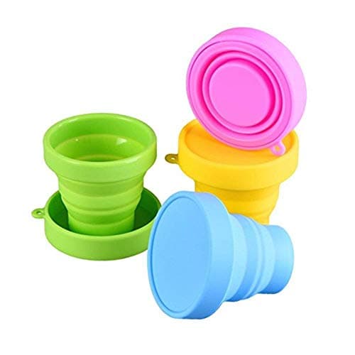 Guissi Collapsible Cup Compact Silicone, Reusable Food Grade Folding Mug with Lids, Expandable Retractable Drinking Set, Portable, Pocket Size for Outdoor Camping Travel and Hiking