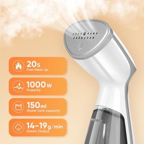 ZStarlite Portable Travel Handheld Steamer for Clothes, Travel Garment Steamer Clothes Steamer, 1000W Strong Penetrating Fabric Garment Wrinkle Remover, for Home, Office, Travel - White — view 2