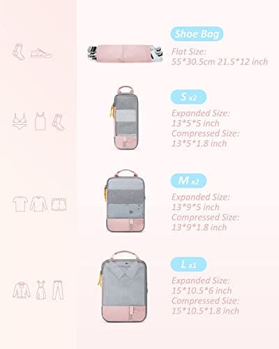 BAGSMART 6pcs Compression Travel Packing Cubes for Suitcases Backpack — view 2