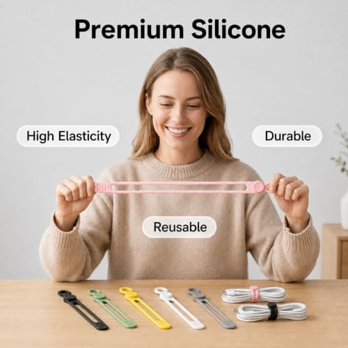 12 Pack Reusable Cable Ties in 6 Colours, 2 of Each — view 2