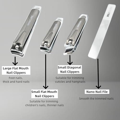 ZHIYE 10 Pcs Manicure Pedicure Kit, Stainless Steel Nail Clippers Set Professional Nail Grooming Tools with Case for Men Women (Gunmetal Grey) — view 2
