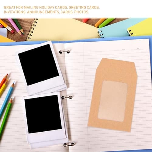 Hoement Kraft Paper Document Folder Envelopes Simple and Elegant Appearance 25pcs with Window Khaki Colour, for Greeting Cards and Office Storage — view 3