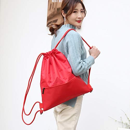 Fauhsto Drawstring Bag Backpack Gym Bags Bicycle Sports Bag Waterproof Lightweight Bag with Bundle Drawstring for Women Mens School Sackpack Backpack walking,Hiking Travel Swimming Fitness Bag — view 5