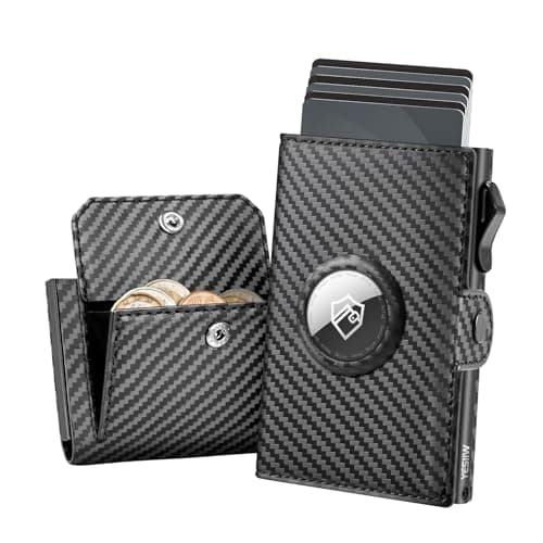 YESIIW Mens Wallets Airtag Wallet forAir Tag, RFID Card Holder air tag Wallet Leather Slim Wallets for Men UK, Pop Up Smart Wallet with Coin Pocket and Money Clip, Carbon Fiber
