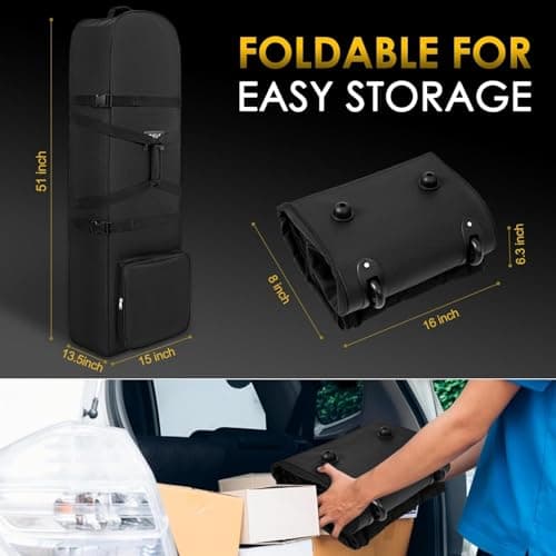 PERFBAGS Golf Travel Bags with Wheels, 1200D Heavy Duty Oxford Wear-Resistant with Extra Storage Bag, Lightweight & Portable Golf Club Travel Cover for Airlines Easy Storage，Black：Handle — view 5