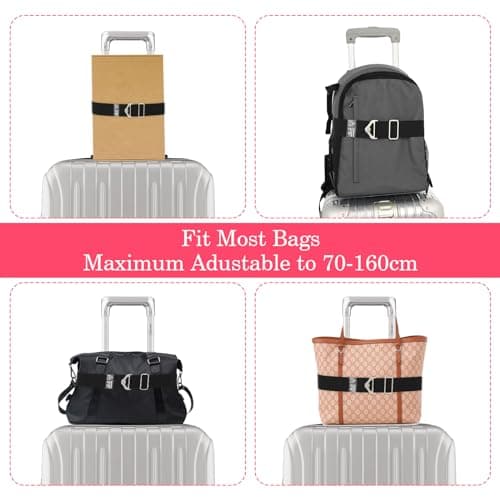 2-in-1 Travel Belt for Luggage Straps Over Handle for Add a Bag, Adjustable Travel Luggage Belt Strap with Alloy Buckle Elastic Belt for Carry On Bag, Suitcase Strap Travel Accessories(Black) — view 6