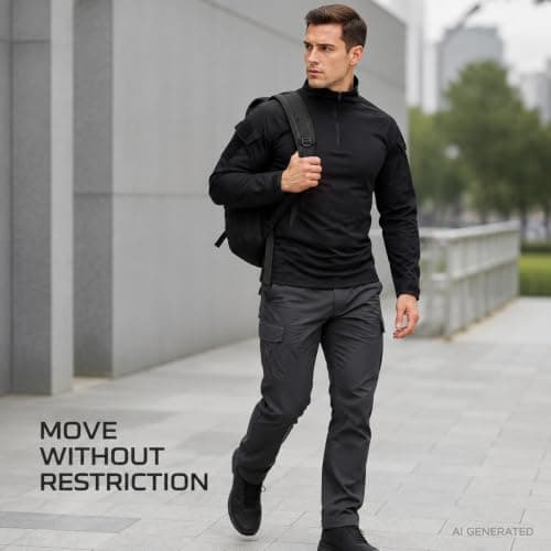 Men's Tactical Shirt Quarter Zip Camo Sleeves for Outdoor Training (E,S) — view 6
