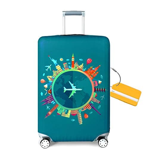 OrgaWise Travel Luggage Cover Elastic Suitcase Trolley Protector Cover for 22-32 Inch Luggage (Send one Luggage tag Free), L (25-28 Inch)