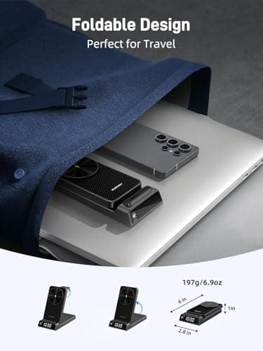 3 in 1 Magnetic Wireless Charger for Samsung, Foldable with Clock — view 5
