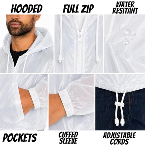 Style It Up Unisex Mens Ladies Water Resistant Plain Raincoat Kagools Jacket Hooded Cagoule (WHITE, M) — view 5