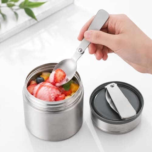 4PCS Travel Fork and Spoon Set, Folding Fork and Spoons Set Stainless Steel Spoons Forks for 10oz Food Jars Replacement Foldable Spoon and Forks Sets for Travel Camping Picnic Outdoor Activities — view 6