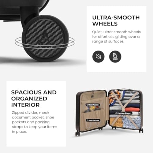 Aerolite 56x45x25cm British Airways Jet2 & easyJet Upgrade Maximum Allowance Large Lightweight 8 Wheel Carry On Hand Cabin Luggage Bag Suitcase 56x45x25 with TSA Approved Lock Charcoal Grey — view 3