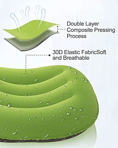 Rantizon Ultralight Camping Pillow, Compressible, Ergonomic Inflatable Travel Pillow with Storage Bag, for Neck & Lumbar Support for Hiking, Camping, 3.5 oz,Green Small Pillow, 2 Count (Pack of 1) — view 2