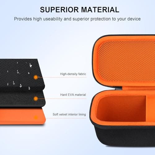 Elonbo Carrying Case ​for Sonos Roam 2 / Sonos Roam Portable Waterproof Bluetooth Speaker, Compact Wireless Speaker Hard Travel Protective Bag Storage Holder, Extra Mesh Pocket Fits Cable,Black+Orange — view 5