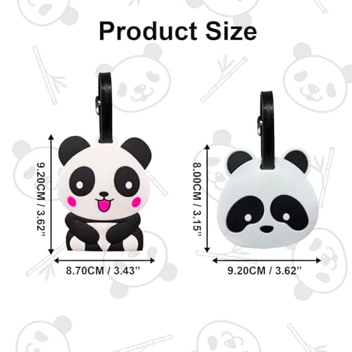 Generic 2PCS Cute Panda Suitcase Tags with Name ID Card, Silicone Secure Luggage Labels for Travel, Perfect to Quickly Spot, Baggage Labels, Handbag Tag for Kids Boys Girls — view 6