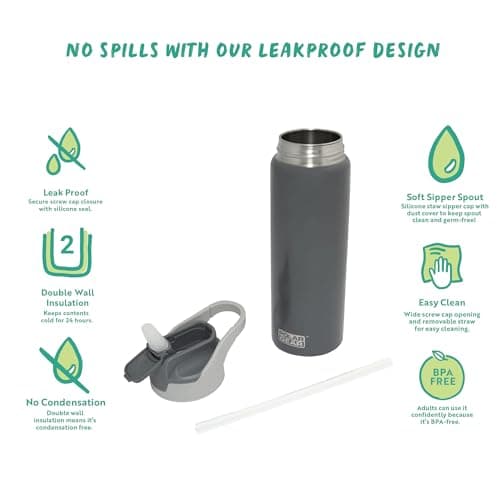 Polar Gear 575ml Insulated Water Bottle with Straw - Double Wall + Handle — view 5
