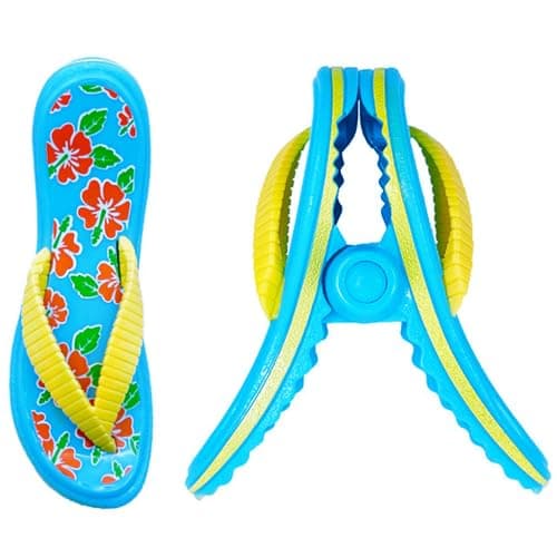 TRIXES 4PC Novelty Flip Flop Beach Towel Pegs – Secure Sun Lounger Travel Clips Indoor & Outdoor Use – Jumbo Clip for Beach, Garden, Pool, Sun Bed or Deck Chair – Laundry Quilt & Clothes Peg — view 2