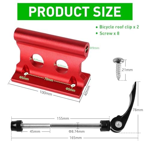 SUPAWAY Pack of 2 Bicycle Fork Mount, Front Fork Fixed Clip, Fork Mounting Bracket, Aluminium Alloy Bicycle Fork Mount with Quick Release Accessories for Transportation Travel Outdoor (Red) — view 2