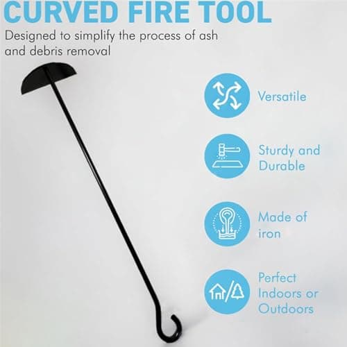 Charcoal Rake - 20.75x6.69 Inches Heavy Duty Scoop Grill Accessories, Ash Rake, Fireplace Ash Scraper, Fireplace Cleaning Tools For Barbecue, Outdoor BBQ, Oven, Wood Burner — view 5