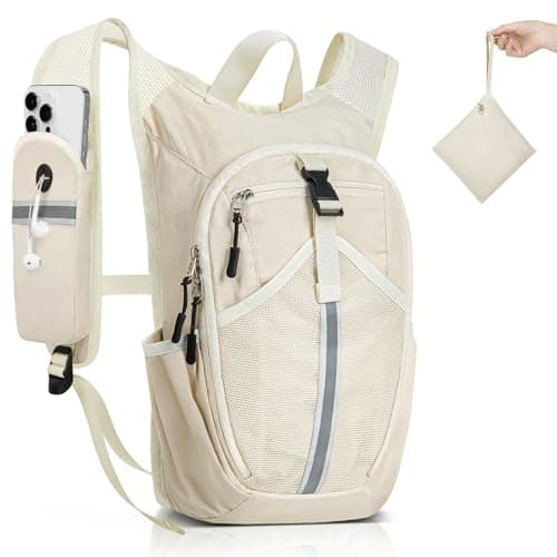 TUIKEN Small Hiking Backpack 15L- Lightweight Packable Foldable Backpack for Travel Camping Outdoor Commute, Compact Rucksack for Women Men(Beige)