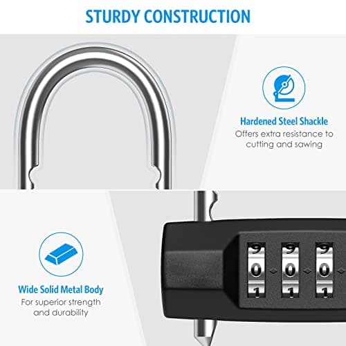 [Upgraded] Brifit Combination Padlock, 4-Digit Combination Lock, Outdoor Weatherproof Combination Locks Padlock, Adjustable Hook, Outdoor Heavy Duty Waterproof for School, Gym Locker, Shed, Garage — view 4